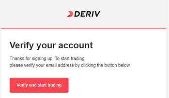 Verifyingg your email with Deriv
