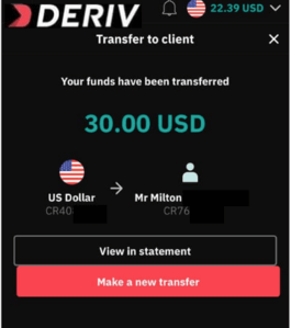 How to transfer funds from one Deriv account to the other In Zimbabwe